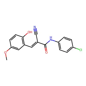 (2E)-N-(4-chlorophenyl)-2-cyano-3-(2-hydroxy-5-methoxyphenyl)prop-2-enamide structure