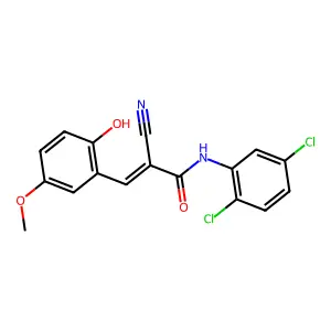 (E)-2-cyano-N-(2,5-dichlorophenyl)-3-(2-hydroxy-5-methoxyphenyl)prop-2-enamide structure