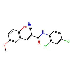 (E)-2-cyano-N-(2,4-dichlorophenyl)-3-(2-hydroxy-5-methoxyphenyl)prop-2-enamide structure