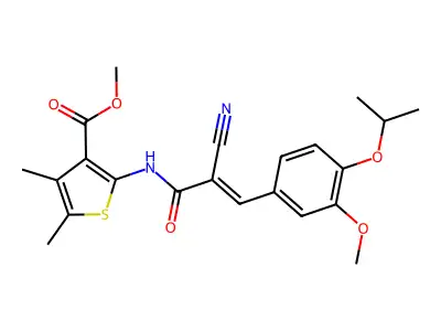 methyl 2-{2-cyano-3-[3-methoxy-4-(propan-2-yloxy)phenyl]prop-2-enamido}-4,5-dimethylthiophene-3-carboxylate structure