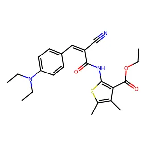 ethyl 2-[[(Z)-2-cyano-3-[4-(diethylamino)phenyl]prop-2-enoyl]amino]-4,5-dimethylthiophene-3-carboxylate structure