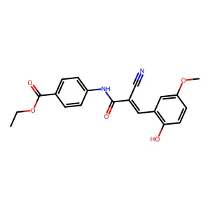 (E)-ethyl 4-(2-cyano-3-(2-hydroxy-5-methoxyphenyl)acrylamido)benzoate structure