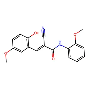 (2E)-2-cyano-3-(2-hydroxy-5-methoxyphenyl)-N-(2-methoxyphenyl)prop-2-enamide structure
