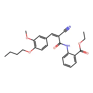 ethyl 2-[(2E)-3-(4-butoxy-3-methoxyphenyl)-2-cyanoprop-2-enoylamino]benzoate structure
