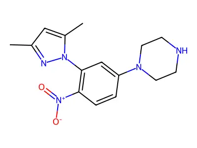1-[3-(3,5-dimethyl-1H-pyrazol-1-yl)-4-nitrophenyl]piperazine structure