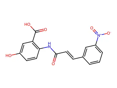 5-hydroxy-2-[[(E)-3-(3-nitrophenyl)prop-2-enoyl]amino]benzoic acid structure