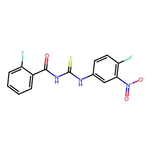 2-fluoro-N-[(4-fluoro-3-nitrophenyl)carbamothioyl]benzamide structure