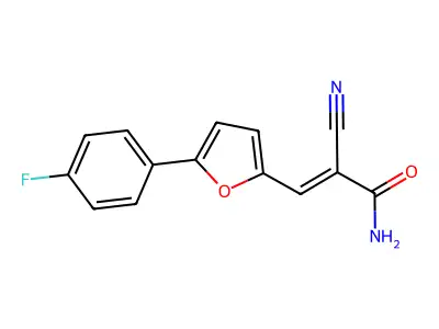(E)-2-cyano-3-[5-(4-fluorophenyl)furan-2-yl]prop-2-enamide structure