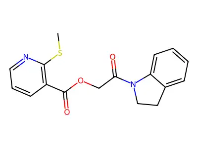 [2-(2,3-Dihydroindol-1-yl)-2-oxoethyl] 2-methylsulfanylpyridine-3-carboxylate structure