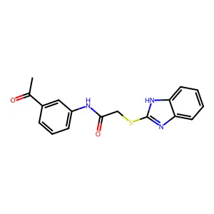 N-(3-acetylphenyl)-2-(1H-benzimidazol-2-ylsulfanyl)acetamide structure