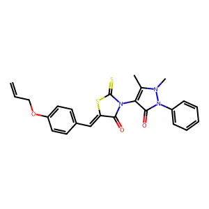 (5Z)-3-(1,5-dimethyl-3-oxo-2-phenylpyrazol-4-yl)-5-[(4-prop-2-enoxyphenyl)methylidene]-2-sulfanylidene-1,3-thiazolidin-4-one structure
