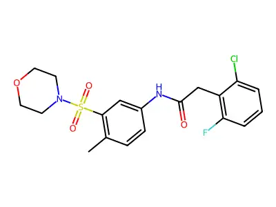 2-(2-chloro-6-fluorophenyl)-N-(4-methyl-3-morpholin-4-ylsulfonylphenyl)acetamide structure