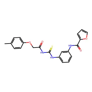 N-[3-[[2-(4-methylphenoxy)acetyl]carbamothioylamino]phenyl]furan-2-carboxamide structure