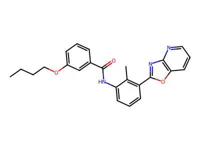 3-butoxy-N-[2-methyl-3-([1,3]oxazolo[4,5-b]pyridin-2-yl)phenyl]benzamide structure