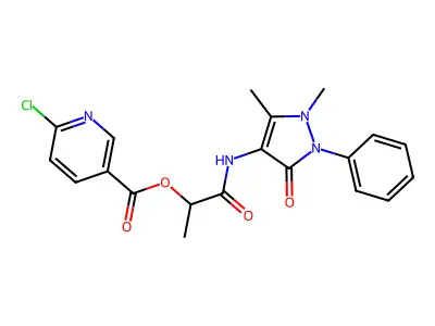 [1-[(1,5-dimethyl-3-oxo-2-phenylpyrazol-4-yl)amino]-1-oxopropan-2-yl] 6-chloropyridine-3-carboxylate structure