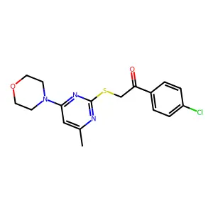 1-(4-Chlorophenyl)-2-((4-methyl-6-morpholinopyrimidin-2-yl)thio)ethanone structure