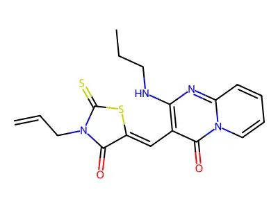 3-[(3-allyl-4-oxo-2-thioxo-1,3-thiazolidin-5-ylidene)methyl]-2-(propylamino)-4H-pyrido[1,2-a]pyrimidin-4-one structure