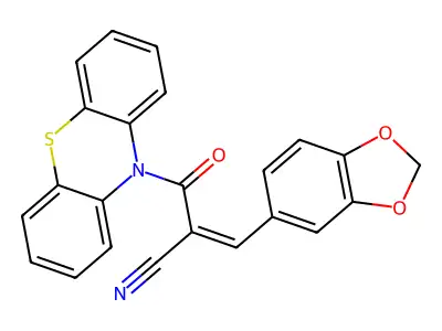 (Z)-3-(1,3-Benzodioxol-5-yl)-2-(phenothiazine-10-carbonyl)prop-2-enenitrile structure