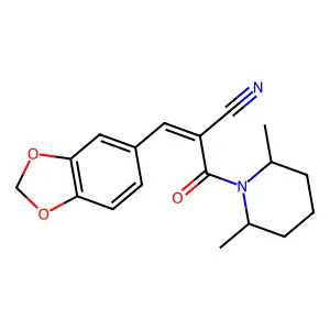 3-(1,3-Benzodioxol-5-yl)-2-(2,6-dimethylpiperidine-1-carbonyl)prop-2-enenitrile structure