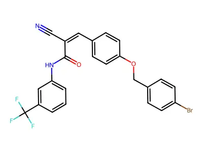 3-{4-[(4-bromophenyl)methoxy]phenyl}-2-cyano-N-[3-(trifluoromethyl)phenyl]prop-2-enamide structure