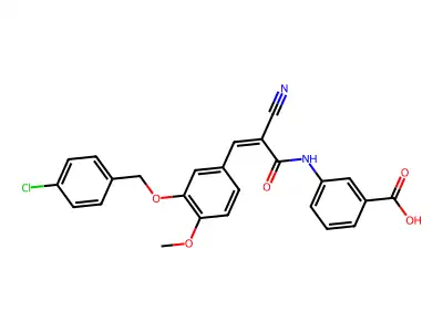 3-(3-{3-[(4-chlorophenyl)methoxy]-4-methoxyphenyl}-2-cyanoprop-2-enamido)benzoic acid structure