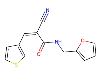 2-cyano-N-[(furan-2-yl)methyl]-3-(thiophen-3-yl)prop-2-enamide structure