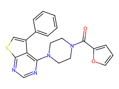 4-[4-(2-Furoyl)-1-piperazinyl]-5-phenylthieno[2,3-d]pyrimidine structure