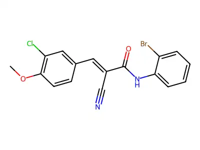 (E)-N-(2-bromophenyl)-3-(3-chloro-4-methoxyphenyl)-2-cyanoprop-2-enamide structure