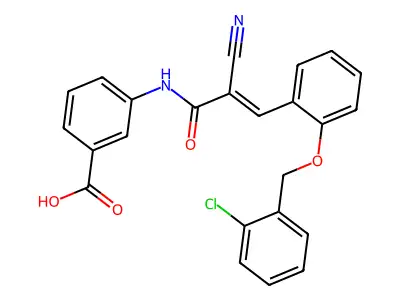3-[[(E)-3-[2-[(2-chlorophenyl)methoxy]phenyl]-2-cyanoprop-2-enoyl]amino]benzoic acid structure