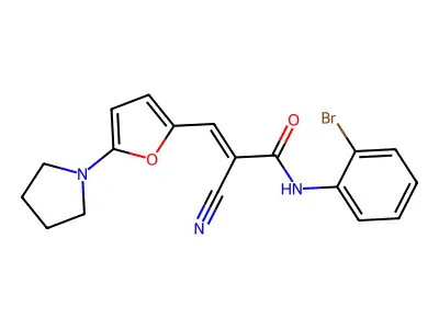 N-(2-bromophenyl)-2-cyano-3-[5-(pyrrolidin-1-yl)furan-2-yl]prop-2-enamide structure