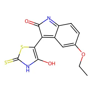 (5Z)-5-(5-ethoxy-2-oxo-1H-indol-3-ylidene)-2-sulfanylidene-1,3-thiazolidin-4-one structure