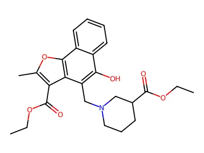 ethyl 1-{[3-(ethoxycarbonyl)-5-hydroxy-2-methylnaphtho[1,2-b]furan-4-yl]methyl}piperidine-3-carboxylate structure