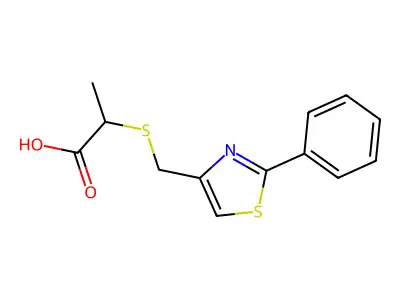 2-(((2-Phenylthiazol-4-yl)methyl)thio)propanoic acid structure
