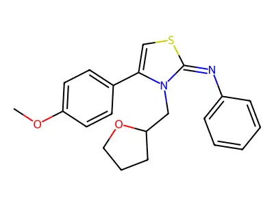 (Z)-N-(4-(4-methoxyphenyl)-3-((tetrahydrofuran-2-yl)methyl)thiazol-2(3H)-ylidene)aniline structure