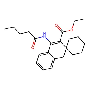 ethyl 1-(pentanoylamino)spiro[4H-naphthalene-3,1'-cyclohexane]-2-carboxylate structure