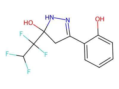 3-(2-hydroxyphenyl)-5-(1,1,2,2-tetrafluoroethyl)-4,5-dihydro-1H-pyrazol-5-ol structure