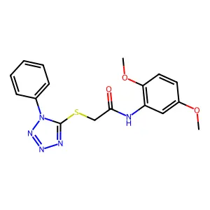 N-(2,5-Dimethoxy-phenyl)-2-(1-phenyl-1H-tetrazol-5-ylsulfanyl)-acetamide structure