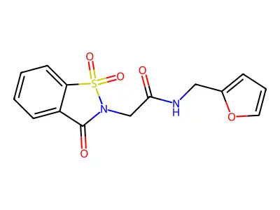 N-(furan-2-ylmethyl)-2-(1,1,3-trioxo-1,2-benzothiazol-2-yl)acetamide structure