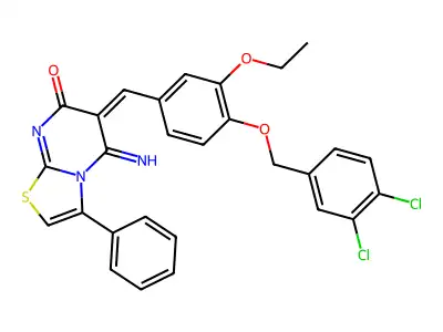 6-[[4-[(3,4-Dichlorophenyl)methoxy]-3-ethoxyphenyl]methylene]-5,6-dihydro-5-imino-3-phenyl-7H-thiazolo[3,2-a]pyrimidin-7-one structure