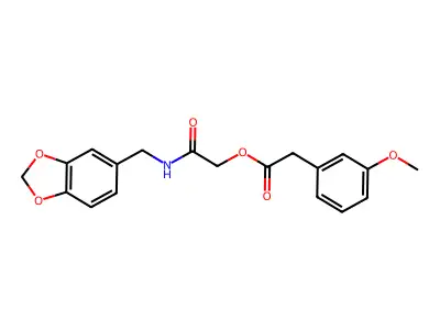 2-[(1,3-Benzodioxol-5-ylmethyl)amino]-2-oxoethyl (3-methoxyphenyl)acetate structure