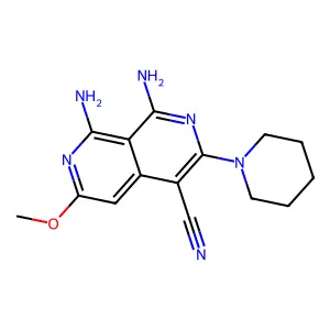 1,8-Diamino-6-methoxy-3-piperidin-1-yl-2,7-naphthyridine-4-carbonitrile structure