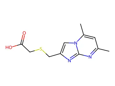 2-[(5,7-Dimethyl-2-imidazo[1,2-a]pyrimidinyl)methylthio]acetic acid structure