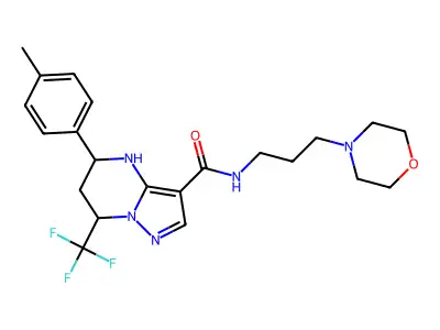 N-(3-morpholinopropyl)-5-(p-tolyl)-7-(trifluoromethyl)-4,5,6,7-tetrahydropyrazolo[1,5-a]pyrimidine-3-carboxamide structure