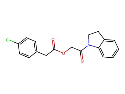 2-(2,3-dihydro-1H-indol-1-yl)-2-oxoethyl 2-(4-chlorophenyl)acetate structure