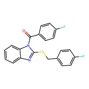 (4-Fluorophenyl)-[2-[(4-fluorophenyl)methylsulfanyl]benzimidazol-1-yl]methanone structure