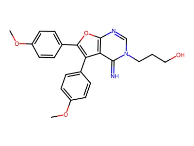 3-[4-Imino-5,6-bis(4-methoxyphenyl)furo[2,3-d]pyrimidin-3-yl]propan-1-ol structure