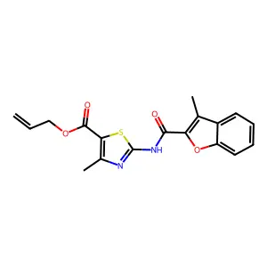 Allyl 4-methyl-2-(3-methylbenzofuran-2-carboxamido)thiazole-5-carboxylate structure