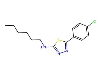 5-(4-chlorophenyl)-N-hexyl-1,3,4-thiadiazol-2-amine structure