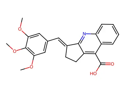 3-(3,4,5-Trimethoxy-benzylidene)-2,3-dihydro-1H-cyclopenta[b]quinoline-9-carboxylic acid structure