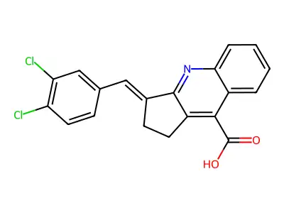 3-(3,4-dichlorobenzylidene)-2,3-dihydro-1h-cyclopenta[b]quinoline-9-carboxylic acid structure